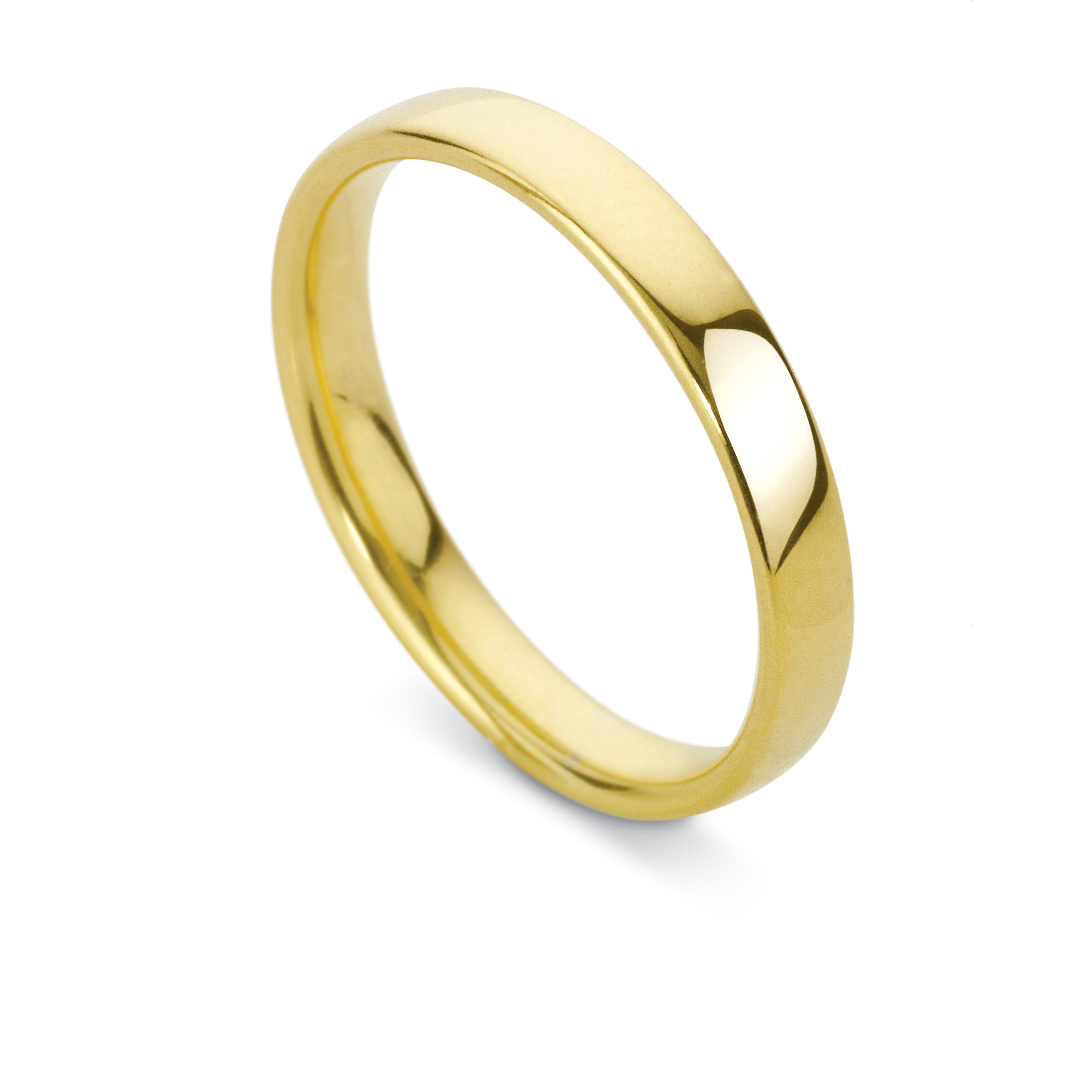18ct Yellow Gold 3mm Light Court Wedding Ring Tom Coll Jewellery
