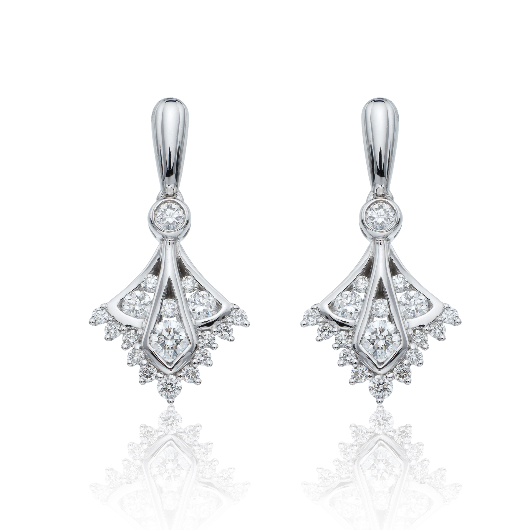 18ct White Gold Diamond Earrings Tom Coll Jewellery, Diamond