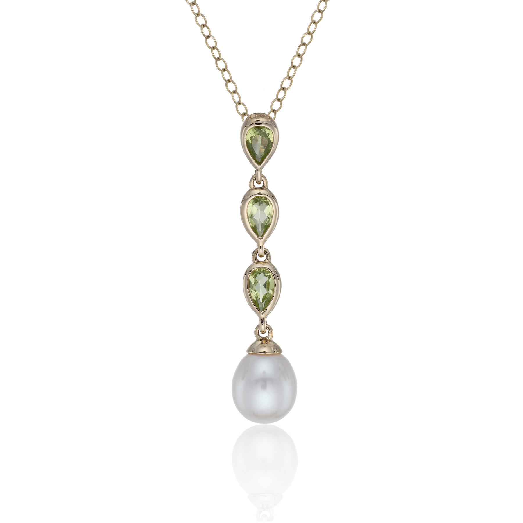 24K Gold Vermeil with Peridot and Pearls Necklace - 