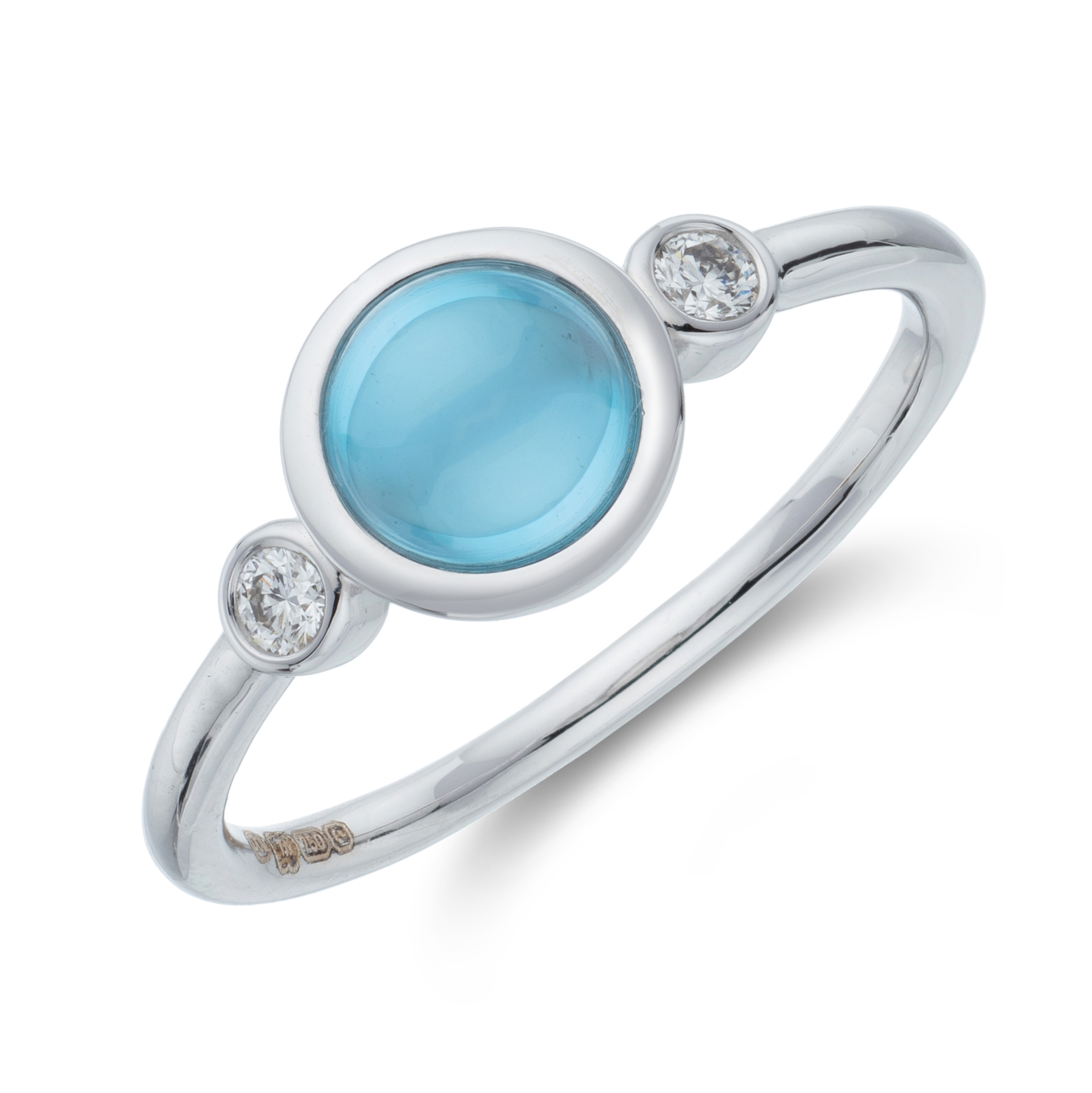 18ct White Gold Blue Topaz and Diamond Ring | Tom Coll Jewellery ...